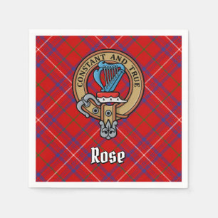 Clan Roos Crest over Tartan Servet