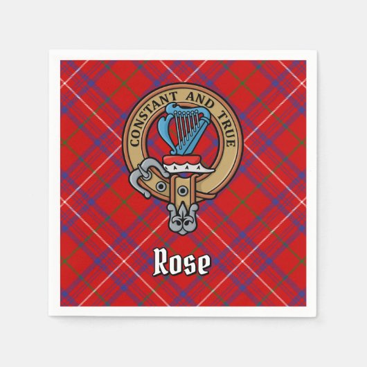 Clan Roos Crest over Tartan Servet (Voorkant)