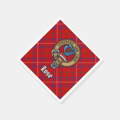 Clan Roos Crest over Tartan Servet (Hoek)