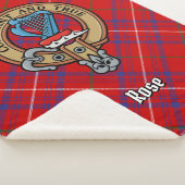Clan Roos Crest over Tartan Sherpa Deken (3/4)