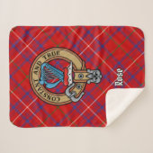 Clan Roos Crest over Tartan Sherpa Deken (Voorkant (horizontaal))