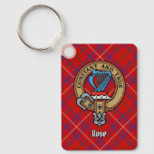 Clan Roos Crest over Tartan Sleutelhanger (Voorkant)
