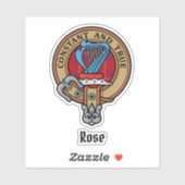 Clan Roos Crest over Tartan Sticker (Vel)