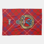 Clan Roos Crest over Tartan Theedoek (Horizontaal)