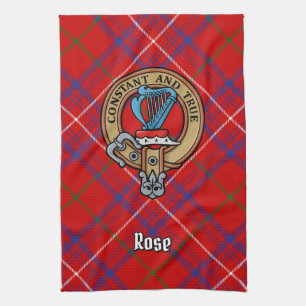 Clan Roos Crest over Tartan Theedoek