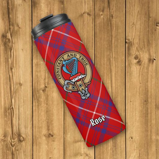 Clan Roos Crest over Tartan Thermosbeker