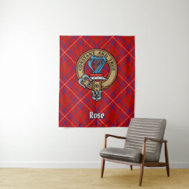 Clan Roos Crest over Tartan Wandkleed