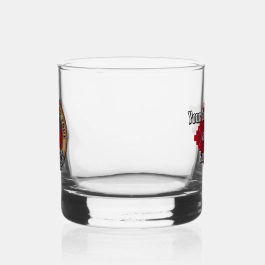 Clan Roos Crest over Tartan Whisky Glas (Links)