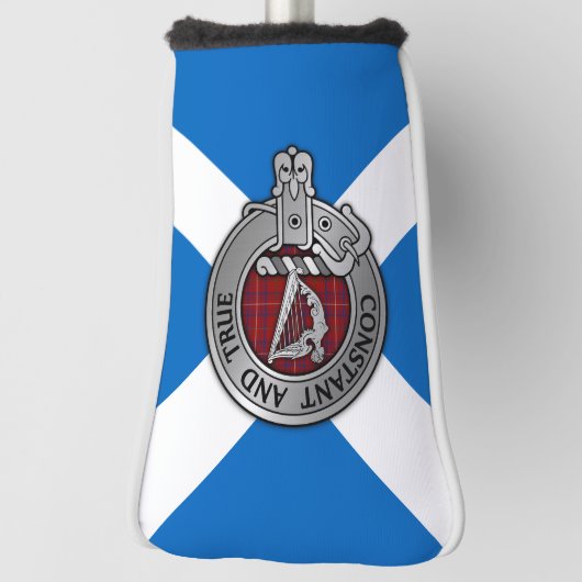 Clan Roos Crest & Tartan op Saltire Golfheadcover (Draai 90)