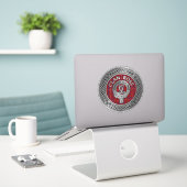 Clan Roos Crest & Tartan Sticker (Laptop op bureau)