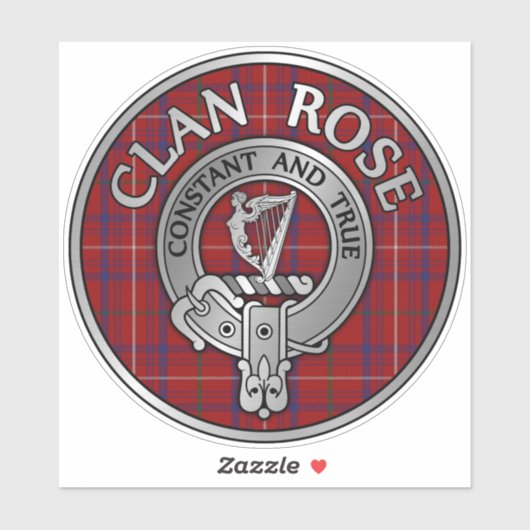 Clan Roos Crest & Tartan Sticker (Vel)