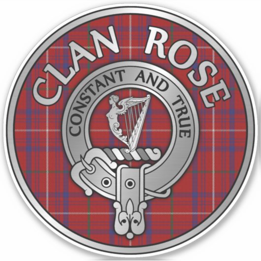 Clan Roos Crest & Tartan Sticker (Voorkant)
