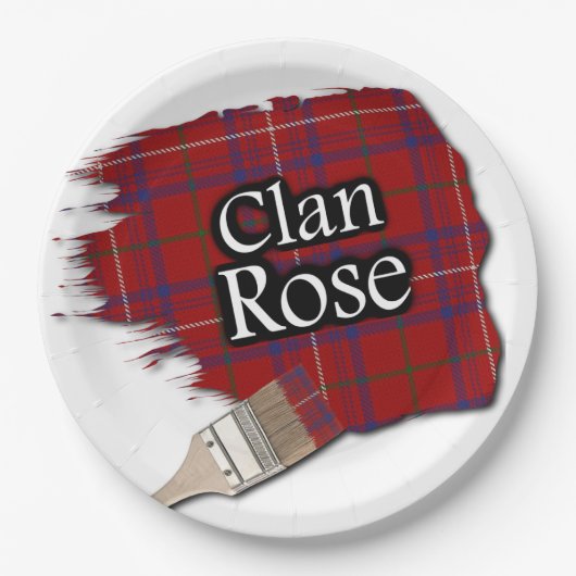Clan Roos Scottish Tartan Paint Brush Papieren Bordje (Voorkant)