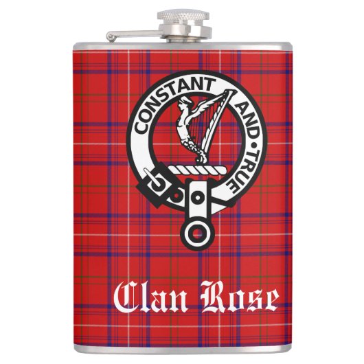 Clan Rose Crest Badge en Tartan Heupfles (Voorkant)