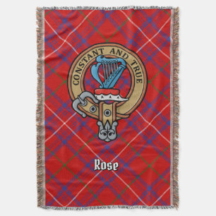 Clan Rose Crest over tartan Deken