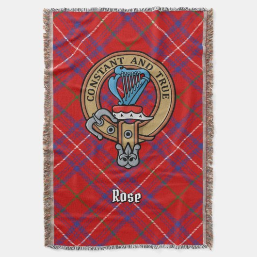 Clan Rose Crest over tartan Deken (Voorkant Verticaal)