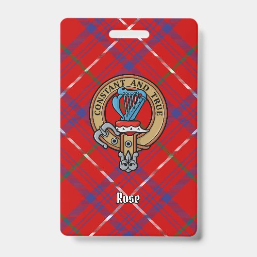 Clan Rose-wapen over tartan Badge (Voorzijde)