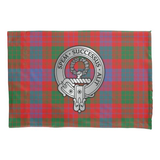 Clan Ross Crest over Tartan Pillow Hoesje Kussensloop (Voorkant)