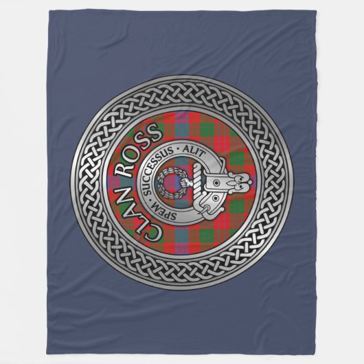 Clan Ross Crest & Tartan Knot Fleece Deken (Voorkant)