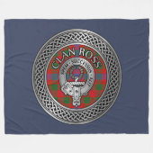 Clan Ross Crest & Tartan Knot Fleece Deken (Voorkant (Horizontaal))
