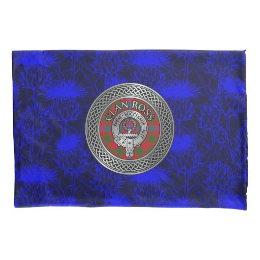 Clan Ross Crest & Tartan Knot Kussensloop (Voorkant)
