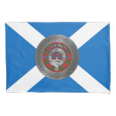 Clan Ross Crest & Tartan Knot Kussensloop (Voorkant)