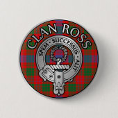 Clan Ross Crest & Tartan Knot Ronde Button 5,7 Cm (Voorkant)