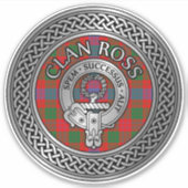 Clan Ross Crest & Tartan Knot Sticker (Voorkant)