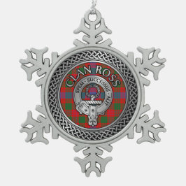 Clan Ross Crest & Tartan Knot Tin Sneeuwvlok Ornament