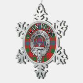Clan Ross Crest & Tartan Knot Tin Sneeuwvlok Ornament (Rechts)