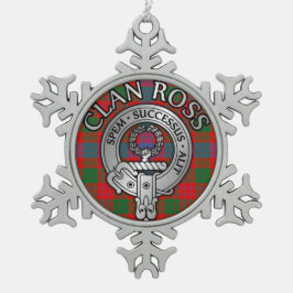 Clan Ross Crest & Tartan Knot Tin Sneeuwvlok Ornament