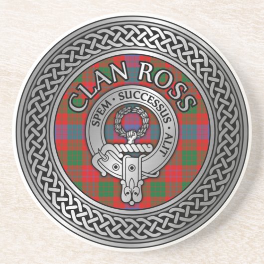 Clan Ross Crest & Tartan Knot Zandsteen Onderzetter (Voorkant)