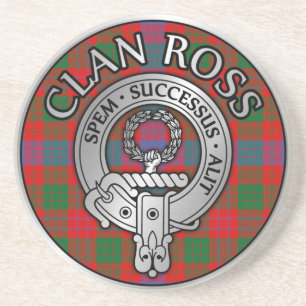 Clan Ross Crest & Tartan Knot Zandsteen Onderzetter