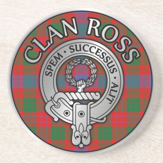Clan Ross Crest & Tartan Knot Zandsteen Onderzetter (Voorkant)