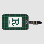 Clan Ross Jacht Tartan Groen Plaid Monogram Bagagelabel (Voorkant (horizontaal))