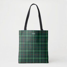 Clan Ross Jacht Tartan Groen Plaid Monogram Tote Bag
