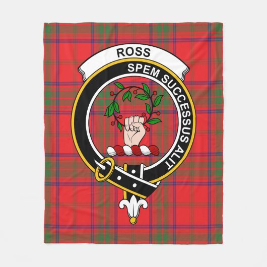 Clan Ross Modern Tartan Pset Fleece Deken (Voorkant)