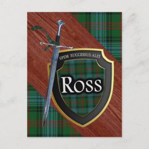 Clan Ross Tartan Sword & Shield Briefkaart