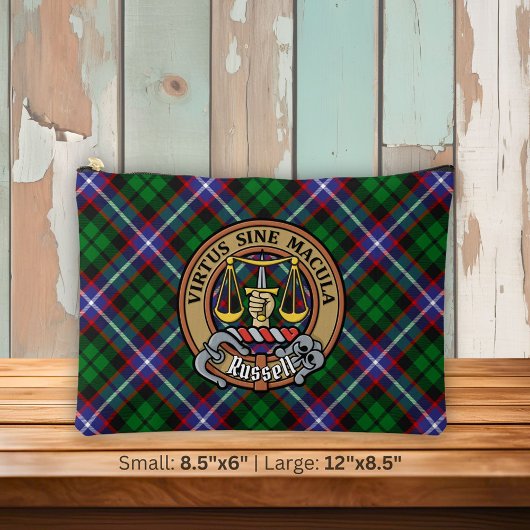 Clan Russell Crest over geruite achtergrond Etui