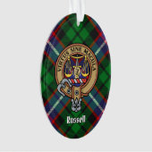Clan Russell Crest over plaid Ornament (voorkant)