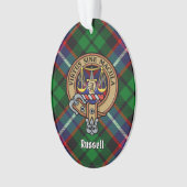 Clan Russell Crest over plaid Ornament (voorkant)