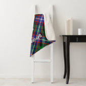 Clan Russell Crest over plaid Sherpa Deken (In situ)