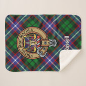 Clan Russell Crest over plaid Sherpa Deken (Voorkant (horizontaal))