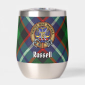 Clan Russell Crest over tartan (Voorkant)