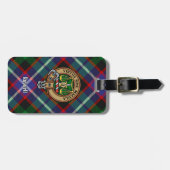 Clan Russell Crest over tartan Bagagelabel (Voorkant horizontaal)