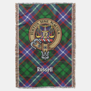 Clan Russell Crest over tartan Deken