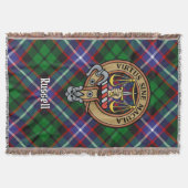 Clan Russell Crest over tartan Deken (Voorkant)