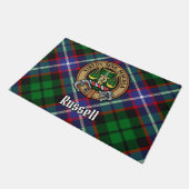 Clan Russell Crest over Tartan Deurmat (Schuin)