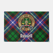 Clan Russell Crest over Tartan Deurmat (Voorkant)