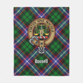Clan Russell Crest over tartan Fleece Deken (Voorkant)